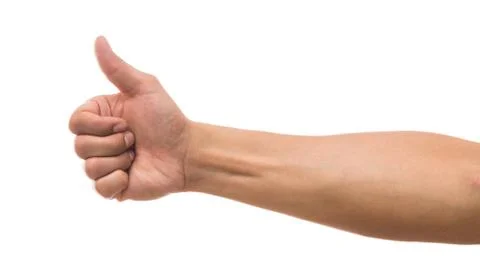Men hand showing the multi action over white background, include clipping pat Stock Photos