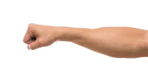 Men hand showing the multi action over white background, include clipping pat Foto stock