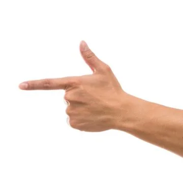 Men hand showing the multi action over white background, include clipping pat Foto stock