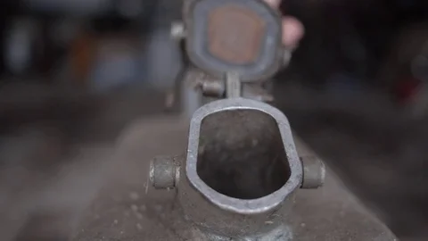 Men hands open and then close old canister with gasoline or diesel fuel Stock Footage 73527840