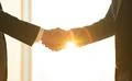 The men handshake on the sunny background Photo