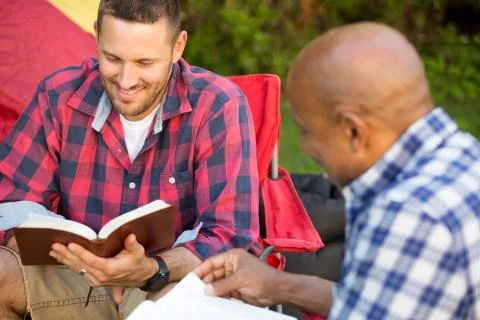 Men having a bible study. Stock Photos