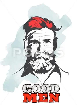 Men head face hipster vector illustration black silhouette. Vector Face Man S Stock Illustration