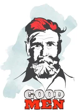 Men head face hipster vector illustration black silhouette. Vector Face Man S Stock Illustration