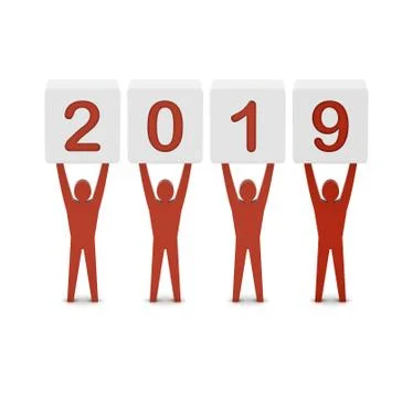 Men holding the 2019 year. Concept 3D illustration. Stock Illustration