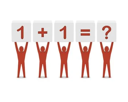 Men holding the simple math. Concept 3D illustration. Stock Illustration