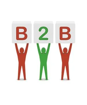 Men holding the word B2B. Concept 3D illustration. Stock Illustration