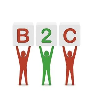 Men holding the word B2C. Concept 3D illustration. Stock Illustration