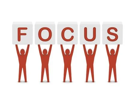 Men holding the word focus. Concept 3D illustration. Stock Illustration