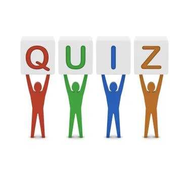 Men holding the word quiz. Concept 3D illustration. Stock Illustration