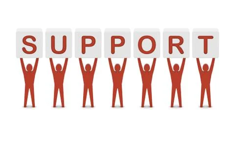 Men holding the word support. Concept 3D illustration. Stock Illustration