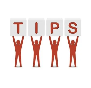 Men holding the word tips. Concept 3D illustration. Stock Illustration