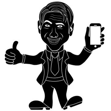 Men holds a smartphone Illustrazione stock