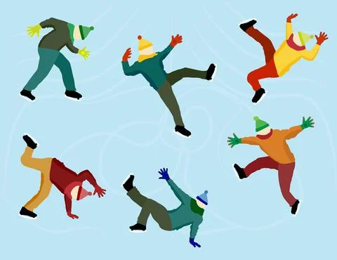 Men ice skating Stock Illustration