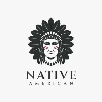 Men indian, native american logo icon vector illustration on dark background Stock Illustration