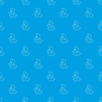 Men inside gear wheel pattern seamless blue Stock Illustration