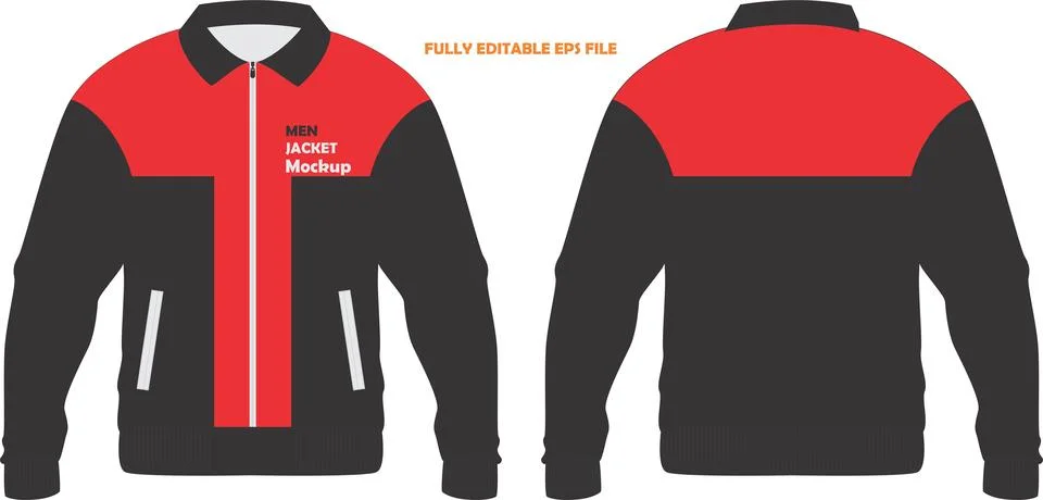 Men Jacket Mockup black and red color Stock Illustration