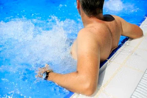 Men in the jacuzzi Stock Photos