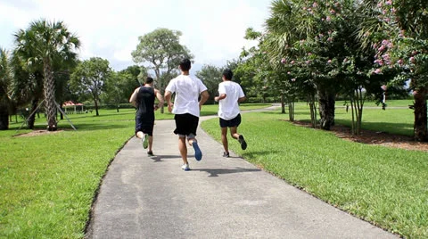 Men jogging side by side.HD Stock Footage 26350075