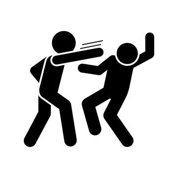 Men kick punch icon. Simple pictogram of fighting icons for ui and ux, website Stock Illustration