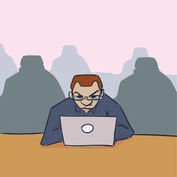 Men with laptop vector illustration sketch doodle corporate Illustrazione stock