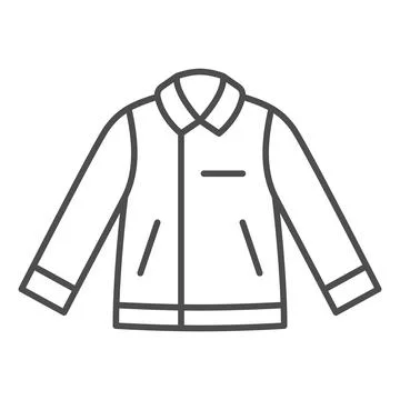 Men leather jacket thin line icon, Winter clothes concept, Leather coat sign on Stock Illustration