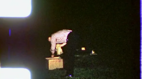 MEN LIGHT 4th of July FIREWORKS 1960s Vintage Film Home Movie 3515 Stock Footage 11798167