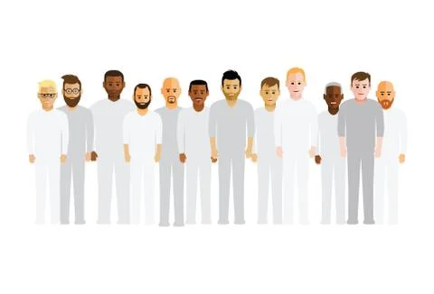Men in a line Stock Illustration