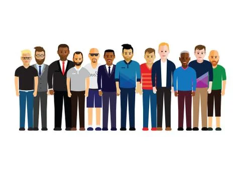 Men in a line Stock Illustration