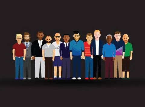 Men in a line Stock Illustration