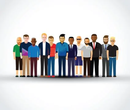 Men in a line Stock Illustration