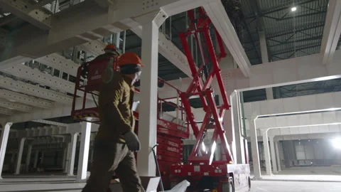Men loads special goods onto freight-passenger elevator Stock Footage 258762862