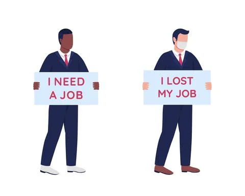 Men looking for work flat color vector faceless character set Stockillustratie