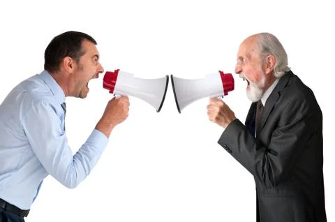 Men with megaphones Stock Photos
