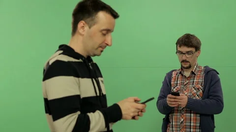 Men with mobile - Green screen Stock Footage 46154076