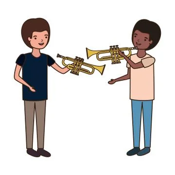 Men with musical instruments character Stock Illustration