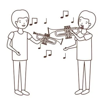 Men with musical instruments character Stock Illustration