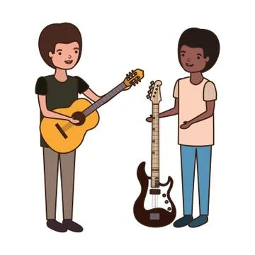 Men with musical instruments character Stock Illustration