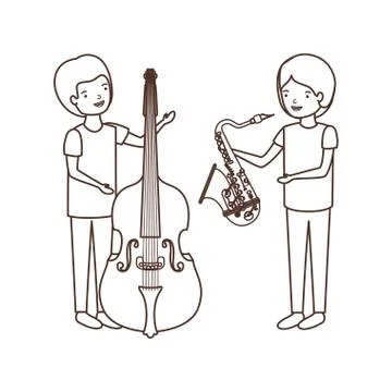 Men with musical instruments character Stock Illustration