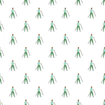 Men nordic walking continuous pattern design Stock Illustration