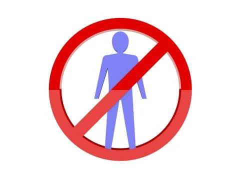 Men not allowed forbidden red sign. Concept  3D illustration. 스톡 일러스트