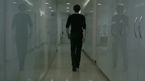 Men in office hallway Stock Footage 15098657