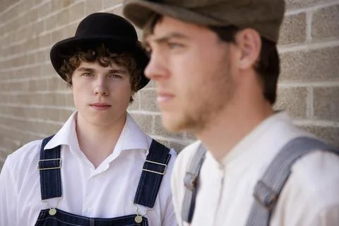 Men In Old-Fashioned Clothes Foto stock