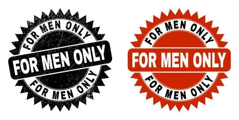 FOR MEN ONLY Black Rosette Seal with Unclean Surface Stock Illustration