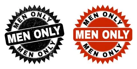 MEN ONLY Black Rosette Stamp with Unclean Style Stock Illustration