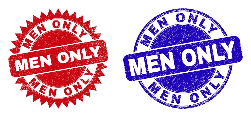 MEN ONLY Round and Rosette Stamp Seals with Unclean Surface Stock Illustration