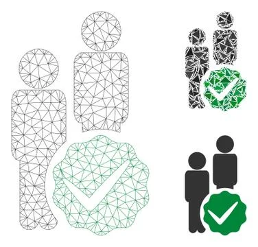 Men Only Vector Mesh Carcass Model and Triangle Mosaic Icon Stock Illustration