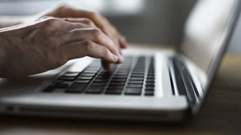 Men open laptop and using computer at home. Businessman working in office Stock Footage 146265155