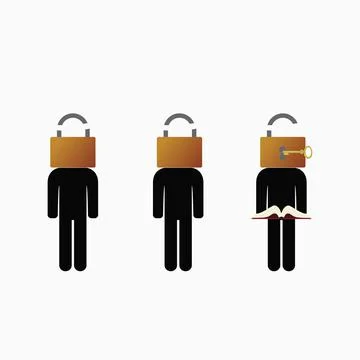 Men with padlock Stock Illustration