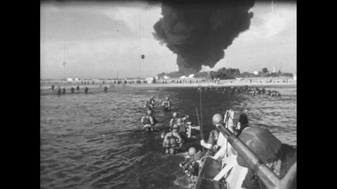 Men Parachuting from Planes in 1945 Stockbeeldmateriaal 74920484